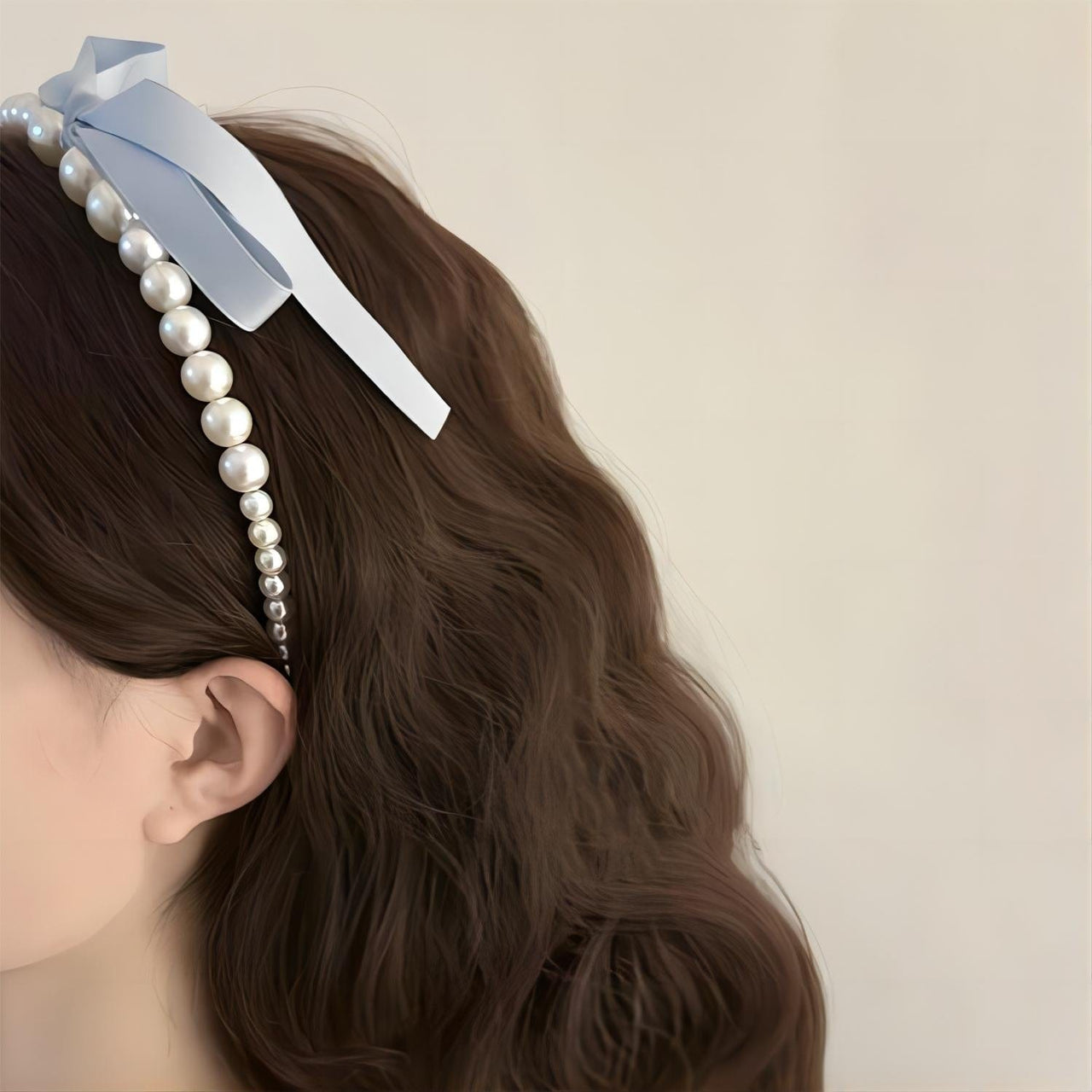 Chic Ribbon Pearl Hair Band - ArtGalleryZen