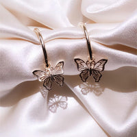 Thumbnail for Chic Rose Gold Butterfly Hoop Earrings - ArtGalleryZen