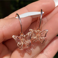 Thumbnail for Chic Rose Gold Butterfly Hoop Earrings - ArtGalleryZen