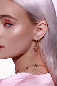 Thumbnail for Chic Rose Gold Butterfly Hoop Earrings - ArtGalleryZen