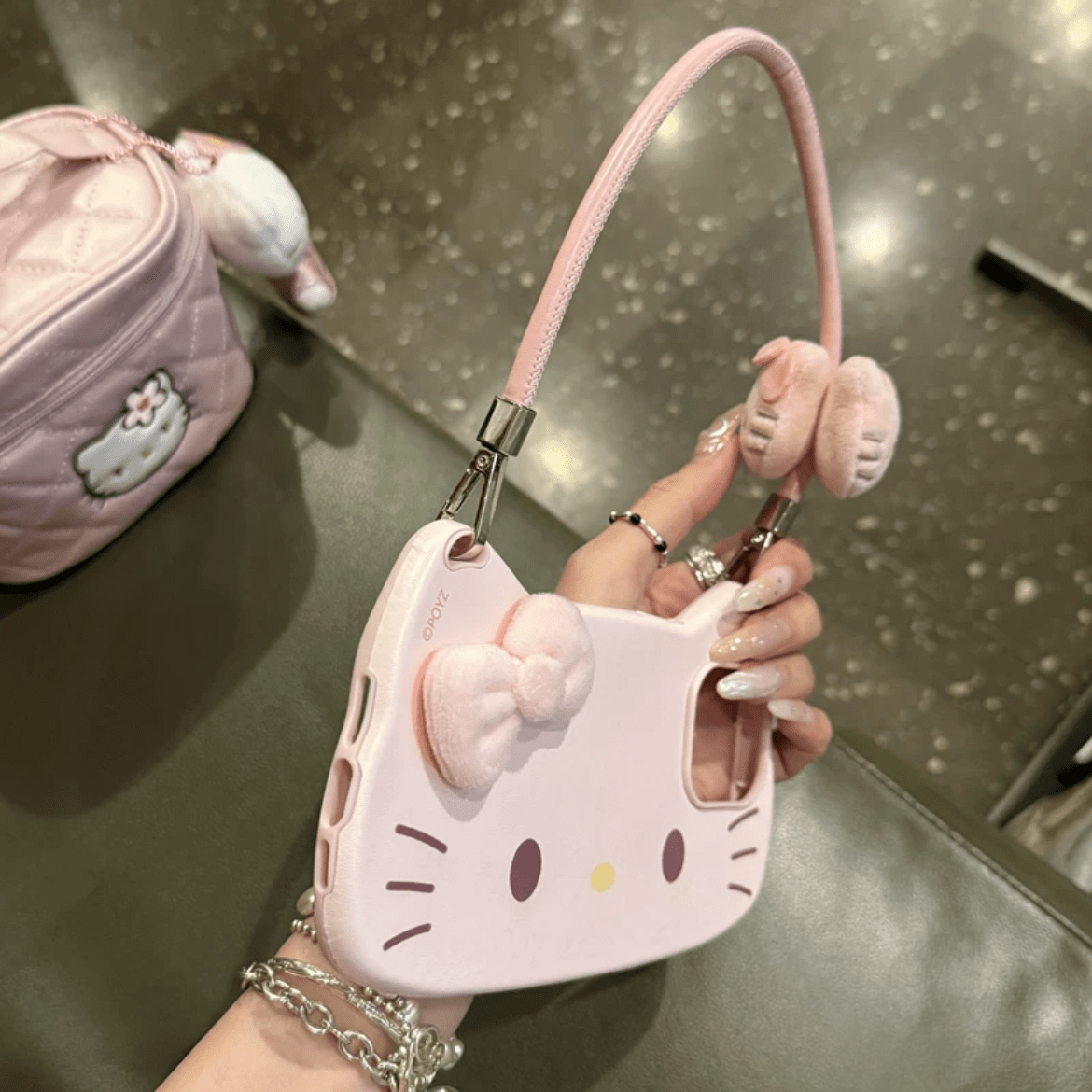 Chic Sanrio Hello Kitty Plush Bowknot Handbag iPhone Case - ArtGalleryZen