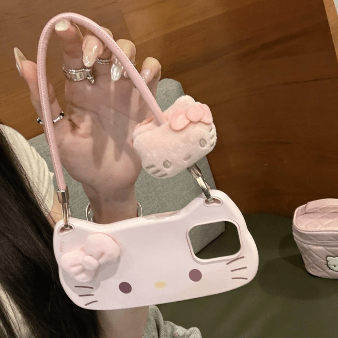Chic Sanrio Hello Kitty Plush Bowknot Handbag iPhone Case - ArtGalleryZen