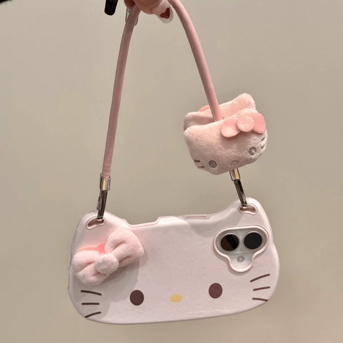Chic Sanrio Hello Kitty Plush Bowknot Handbag iPhone Case - ArtGalleryZen