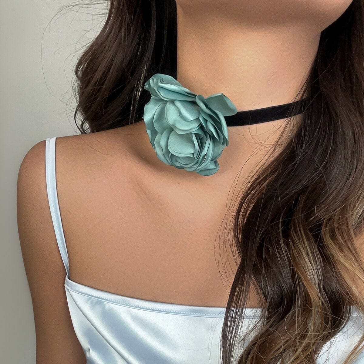 Chic Satin Edging Flower Velvet Fabric Collar Choker - ArtGalleryZen