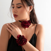 Thumbnail for Chic Satin Flower Velvet Fabric Collar Choker - ArtGalleryZen