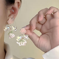 Thumbnail for Chic Seed Beaded Floral Bowknot Rose Earrings - ArtGalleryZen