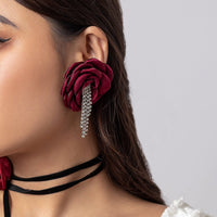 Thumbnail for Chic Silk Flower Box Chain Earrings - ArtGalleryZen