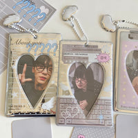 Thumbnail for Chic Silver Tone Heart Star Mirror Kpop Keychain Photocard Holder - ArtGalleryZen