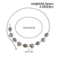 Thumbnail for Chic Silver Tone Pattern Heart Oval Waist Chain - ArtGalleryZen