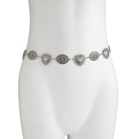 Thumbnail for Chic Silver Tone Pattern Heart Oval Waist Chain - ArtGalleryZen