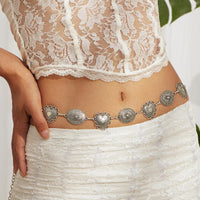 Thumbnail for Chic Silver Tone Pattern Heart Oval Waist Chain - ArtGalleryZen