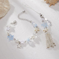 Thumbnail for Chic Star Charm Pearl Crystal Beaded Bracelet Keychain Phone Strap Set - ArtGalleryZen