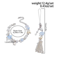 Thumbnail for Chic Star Charm Pearl Crystal Beaded Bracelet Keychain Phone Strap Set - ArtGalleryZen