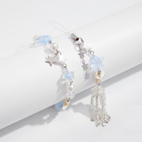 Thumbnail for Chic Star Charm Pearl Crystal Beaded Bracelet Keychain Phone Strap Set - ArtGalleryZen