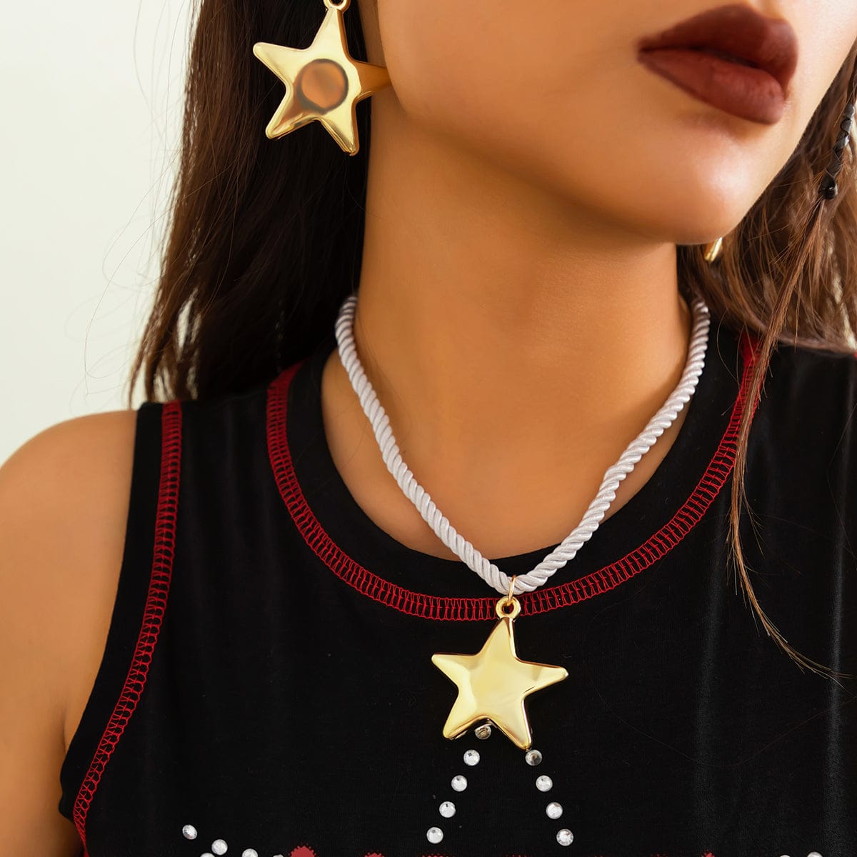 Chic Star Necklace Earrings Set - ArtGalleryZen