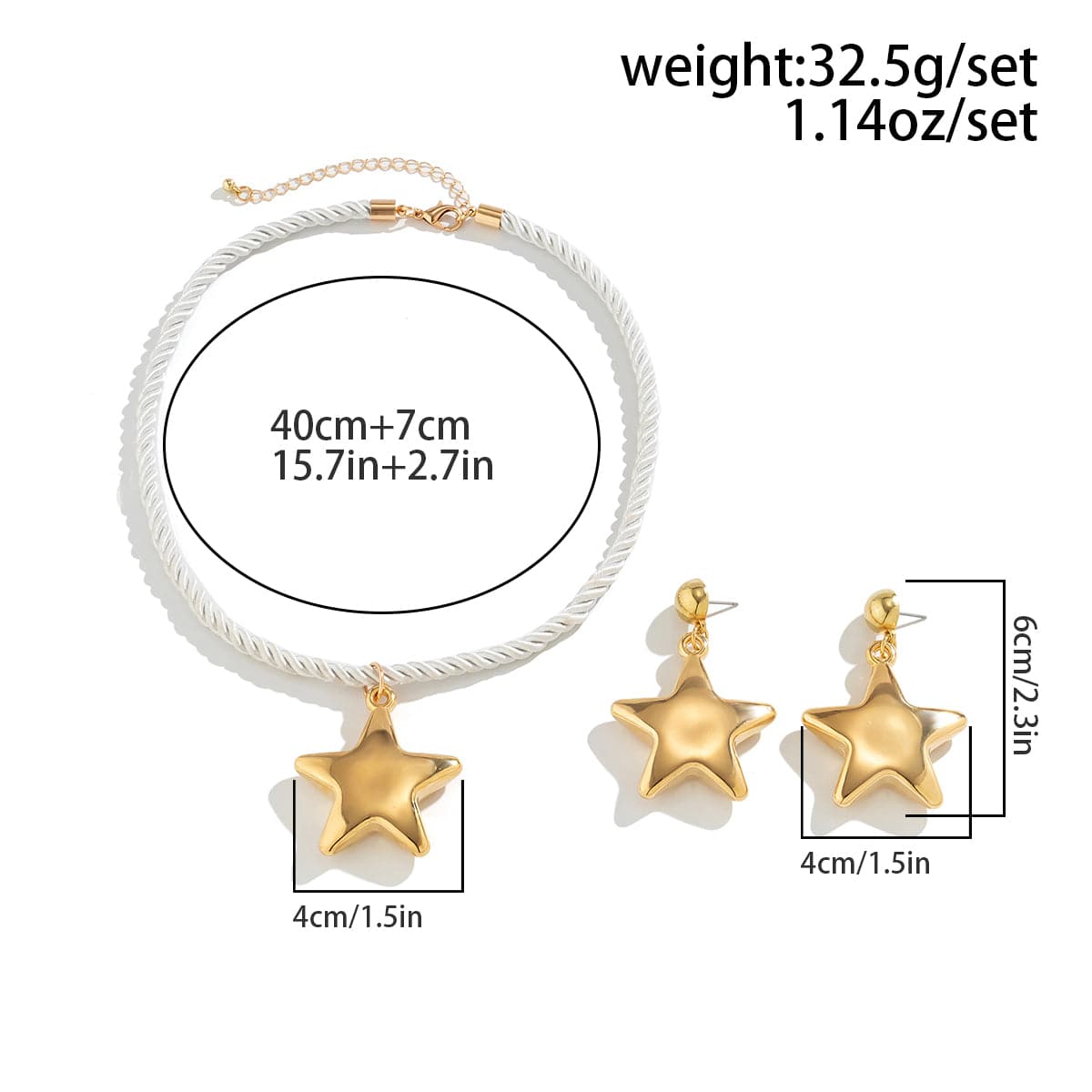 Chic Star Necklace Earrings Set - ArtGalleryZen