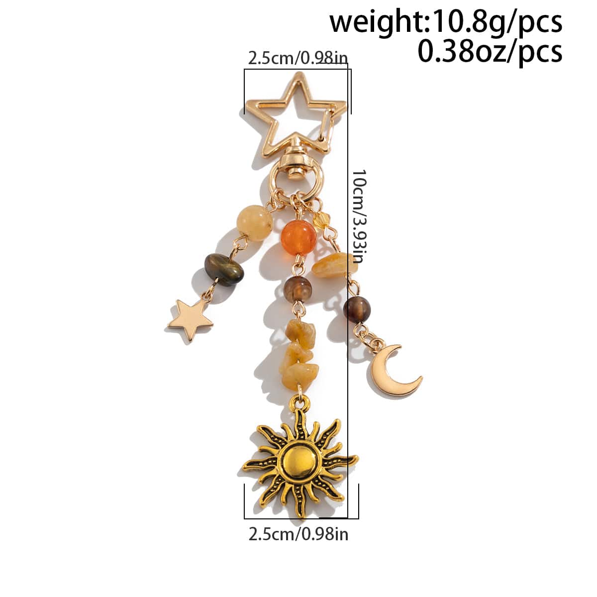 Chic Star Sun Moon Pendant Turquoise Stone Chain Keychain - ArtGalleryZen