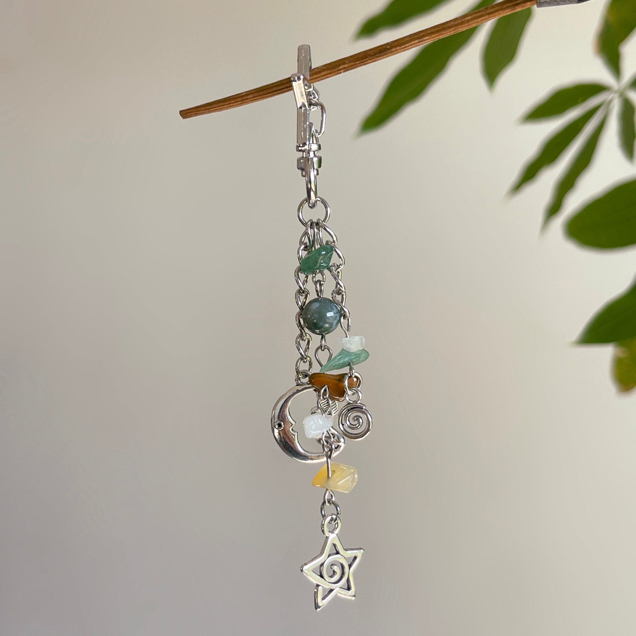 Chic Star Sun Moon Pendant Turquoise Stone Chain Keychain - ArtGalleryZen