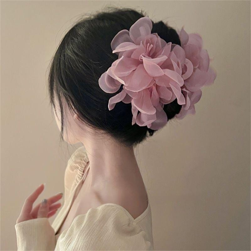 Chic Sweet Floral Lace Pearl Hair Clip Claw - ArtGalleryZen