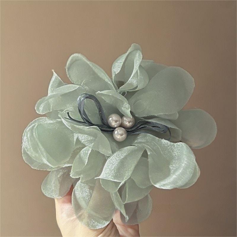 Chic Sweet Floral Lace Pearl Hair Clip Claw - ArtGalleryZen