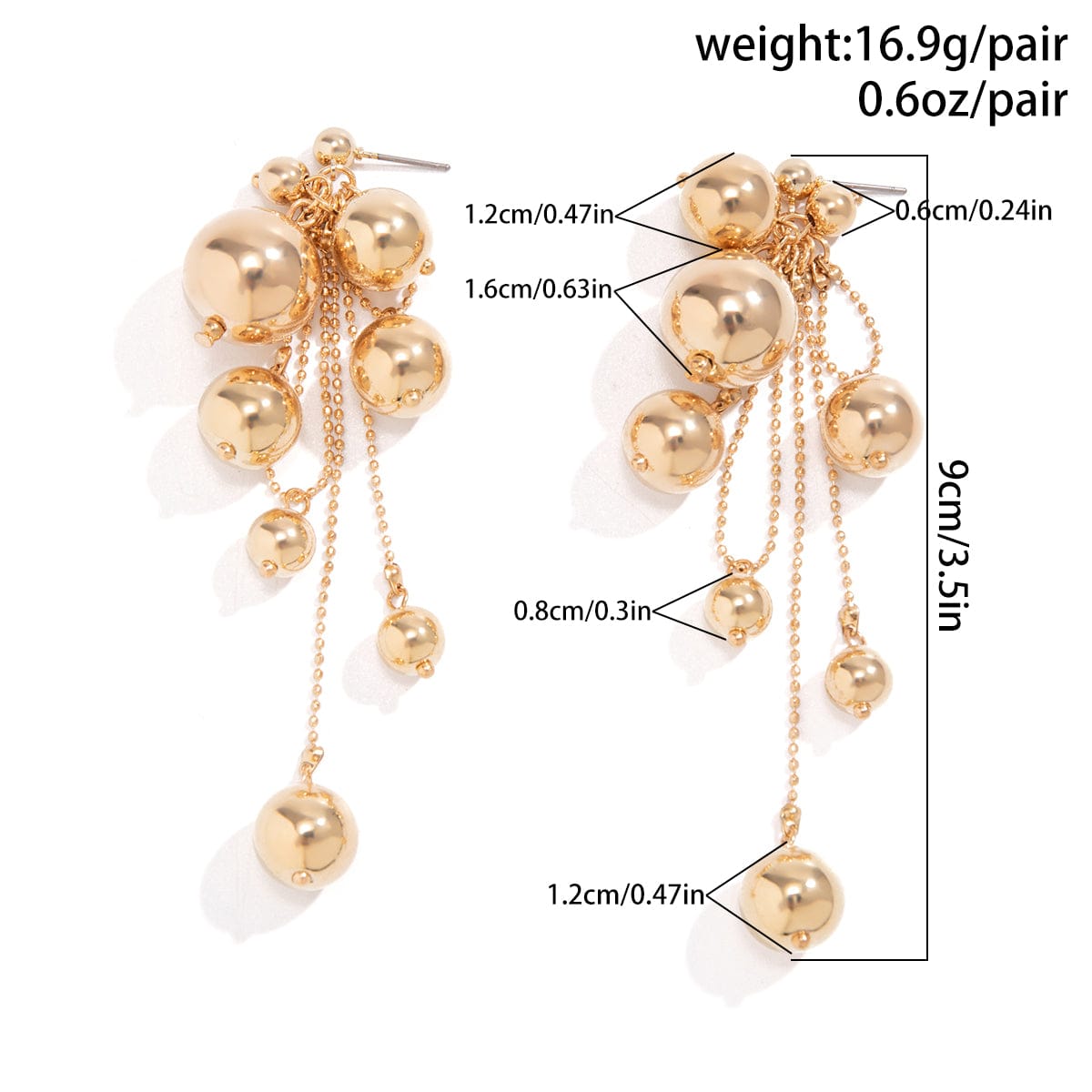 Chic Gold Silver Plated Dangling Ball Tassel Earrings - ArtGalleryZen