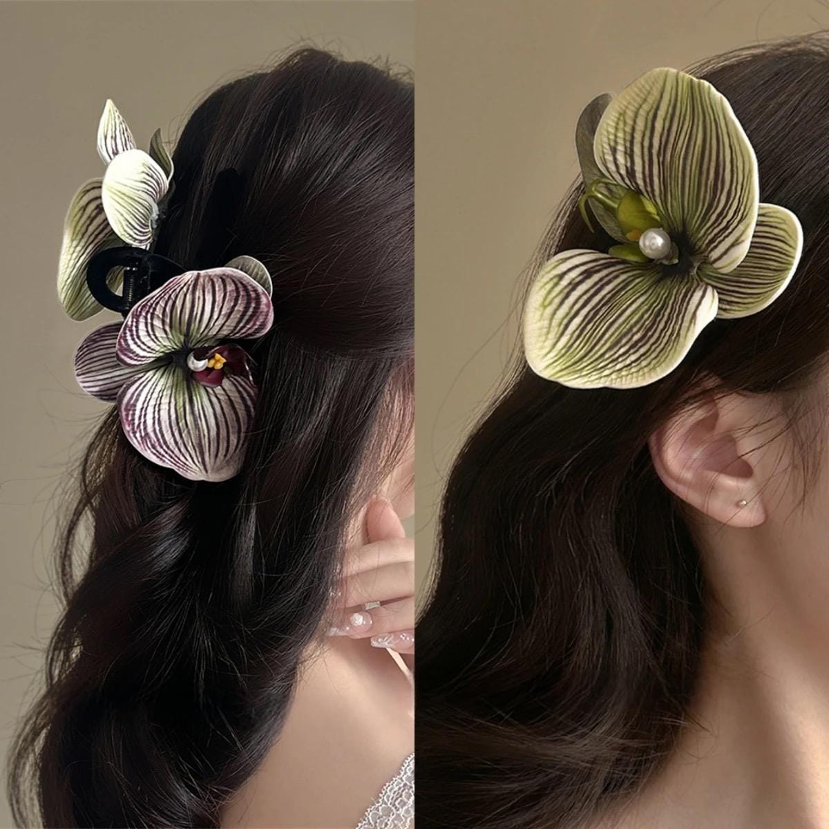 Chic Textured Orchid Flower Hair Clip Hair Claw - ArtGalleryZen