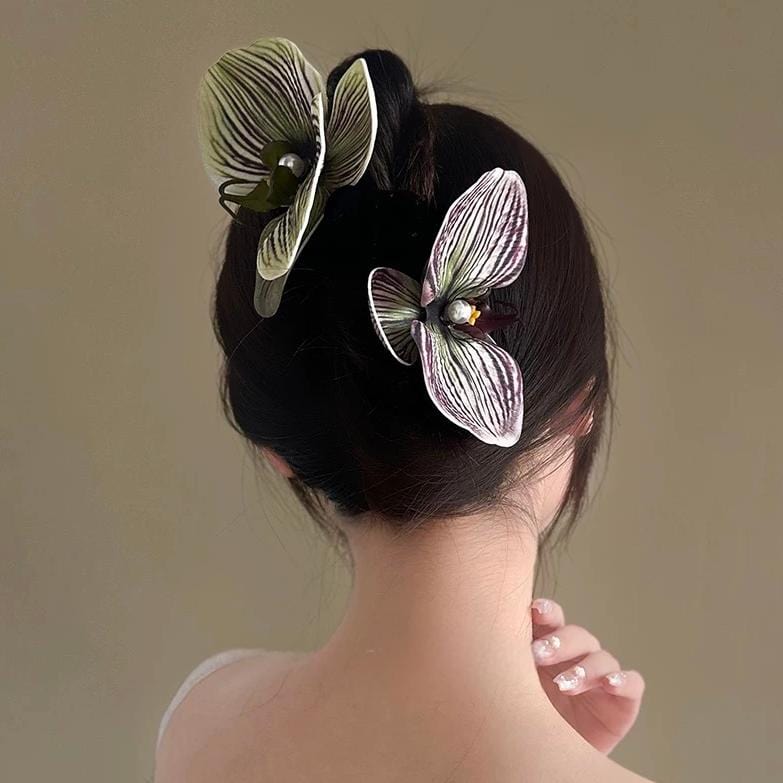 Chic Textured Orchid Flower Hair Clip Hair Claw - ArtGalleryZen