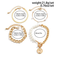 Thumbnail for Chic Toggle Clasp Round Disk Pearl Charm Stackable Bracelet Set - ArtGalleryZen