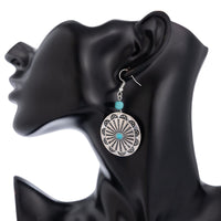 Thumbnail for Chic Turquoise Inlaid Carved Sunflower Pendant Necklace Earrings Set - ArtGalleryZen