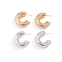 Thumbnail for Chic Gold Silver Plated C Shaped Stud Earrings Set - ArtGalleryZen