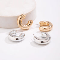 Thumbnail for Chic Gold Silver Plated C Shaped Stud Earrings Set - ArtGalleryZen