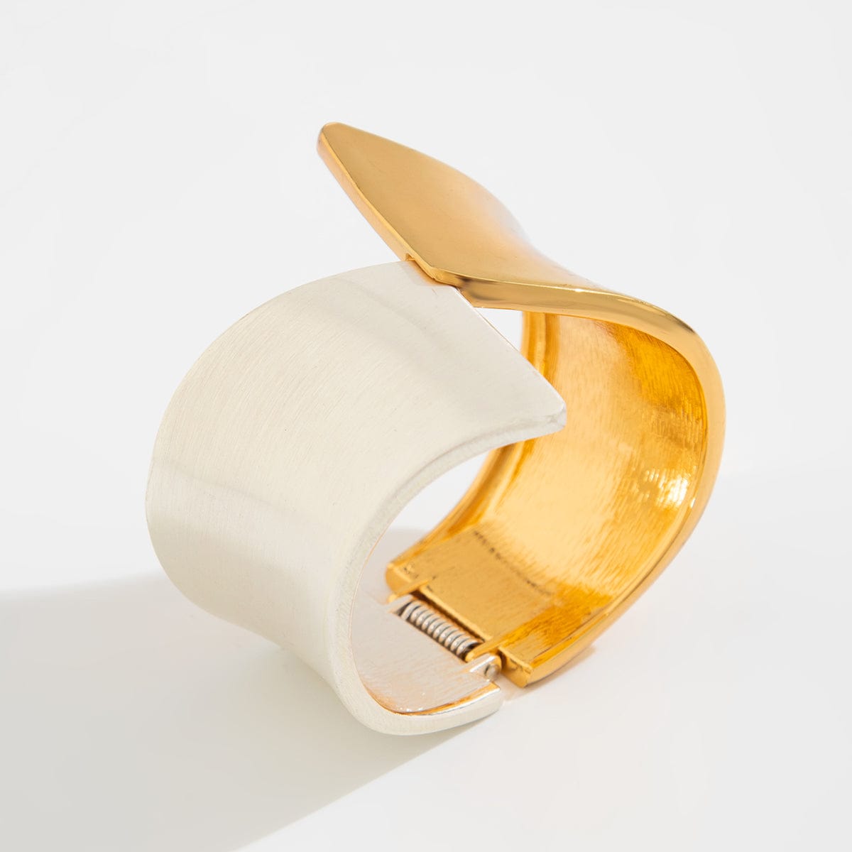 Chic Two Tone Frosted Wide Cuff Bangle Bracelet - ArtGalleryZen