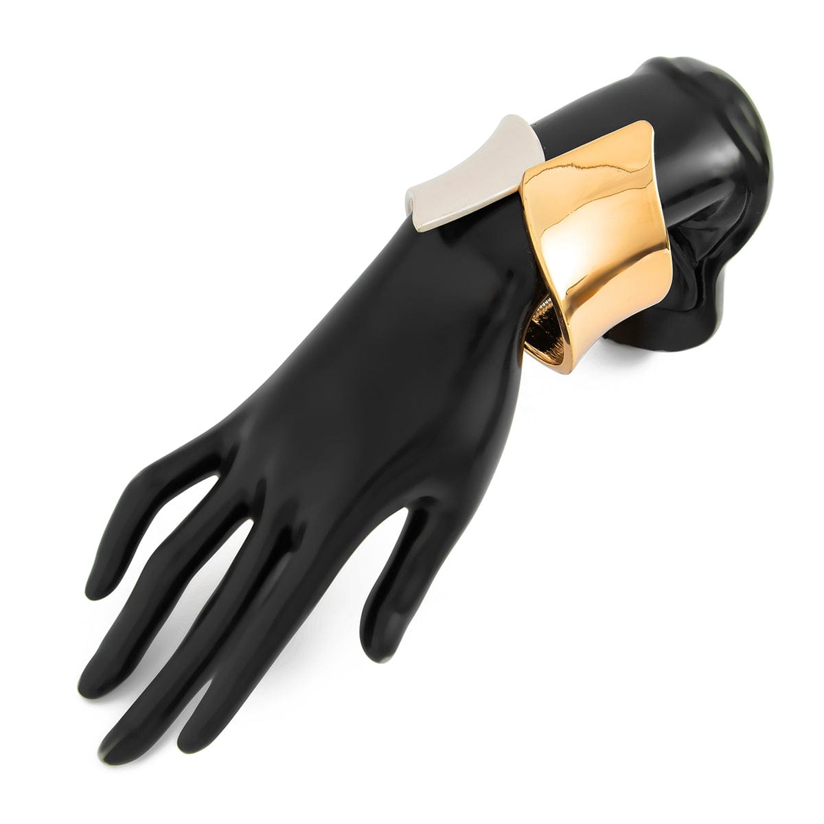 Chic Two Tone Frosted Wide Cuff Bangle Bracelet - ArtGalleryZen