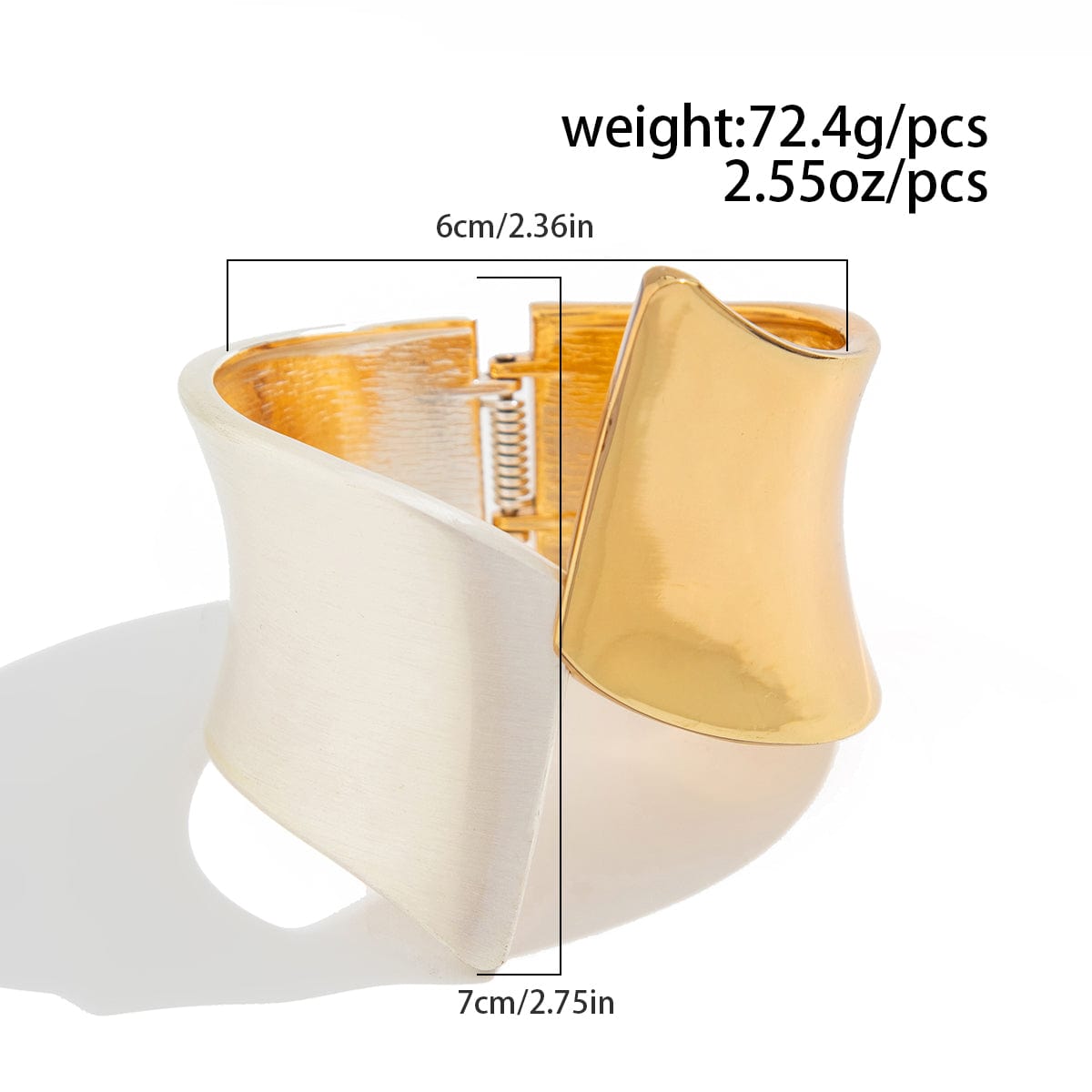 Chic Two Tone Frosted Wide Cuff Bangle Bracelet - ArtGalleryZen