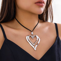 Thumbnail for Chic Velvet Double Hollow Heart Pendant Necklace - ArtGalleryZen