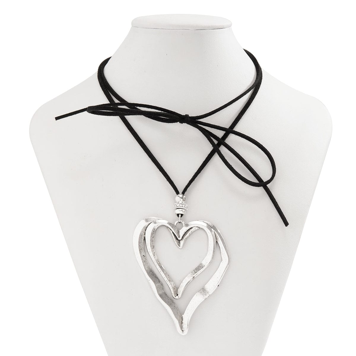 Chic Velvet Double Hollow Heart Pendant Necklace - ArtGalleryZen