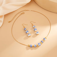 Thumbnail for Chinese Style Blue And White Porcelain Beaded Necklace Earrings Set - ArtGalleryZen