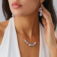 Thumbnail for Chinese Style Blue And White Porcelain Beaded Necklace Earrings Set - ArtGalleryZen
