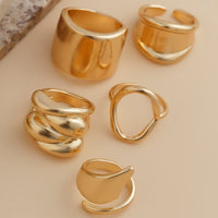 Thumbnail for Chunky 4Pcs Hollow Oval Glossy Stackable Ring Set - ArtGalleryZen