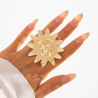 Thumbnail for Chunky Relief Smile Sun Open Ring - ArtGalleryZen