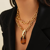 Thumbnail for Classic 2pcs Chunky Leopard Hoop Pendant Curb Chain Necklace Set - ArtGalleryZen