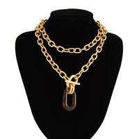 Thumbnail for Classic 2pcs Chunky Leopard Hoop Pendant Curb Chain Necklace Set - ArtGalleryZen