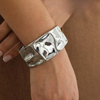 Thumbnail for Classic Chunky Glossy Textured Wide Cuff Bangle Bracelet - ArtGalleryZen