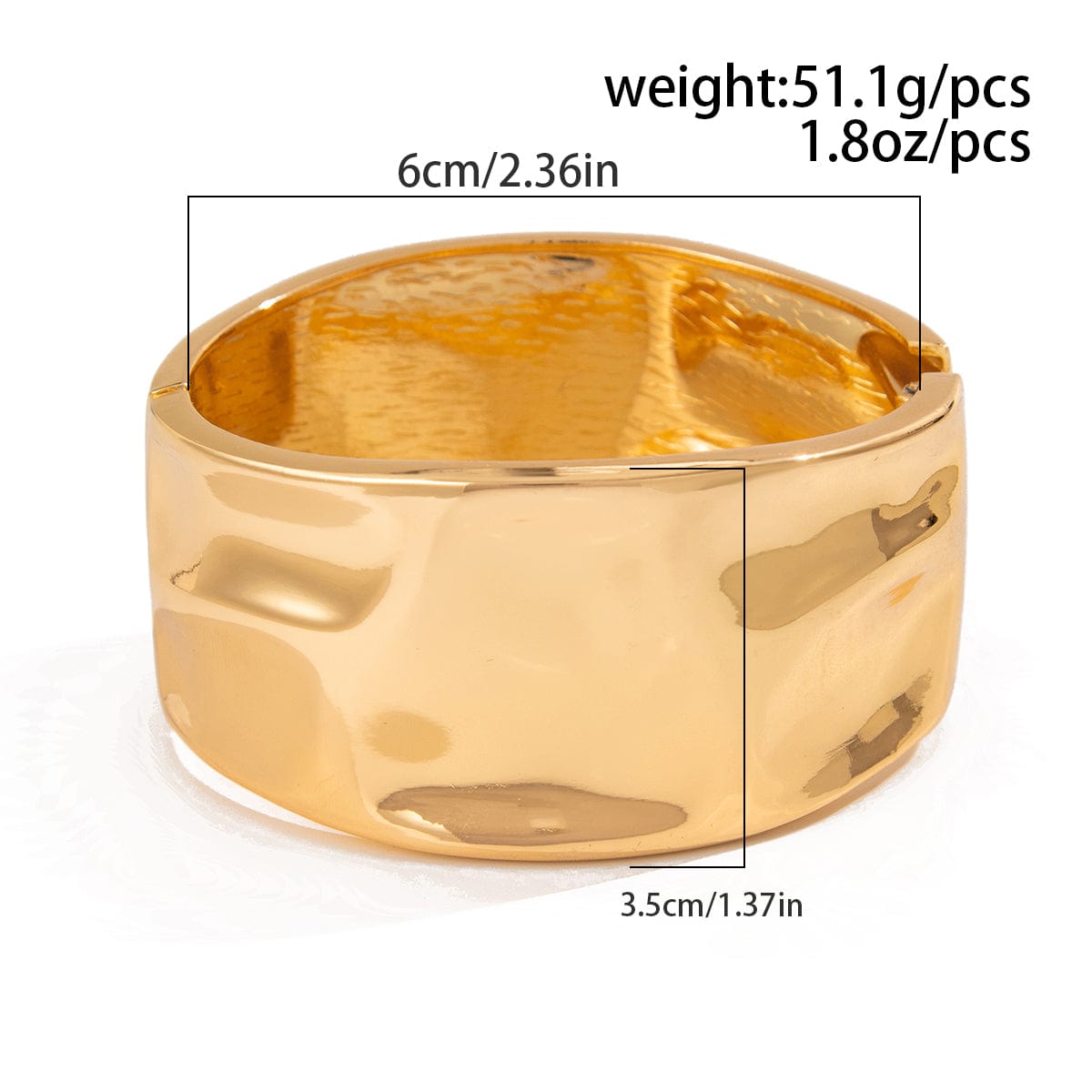 Classic Chunky Glossy Textured Wide Cuff Bangle Bracelet - ArtGalleryZen