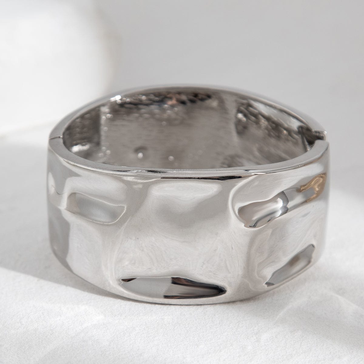 Classic Chunky Glossy Textured Wide Cuff Bangle Bracelet - ArtGalleryZen