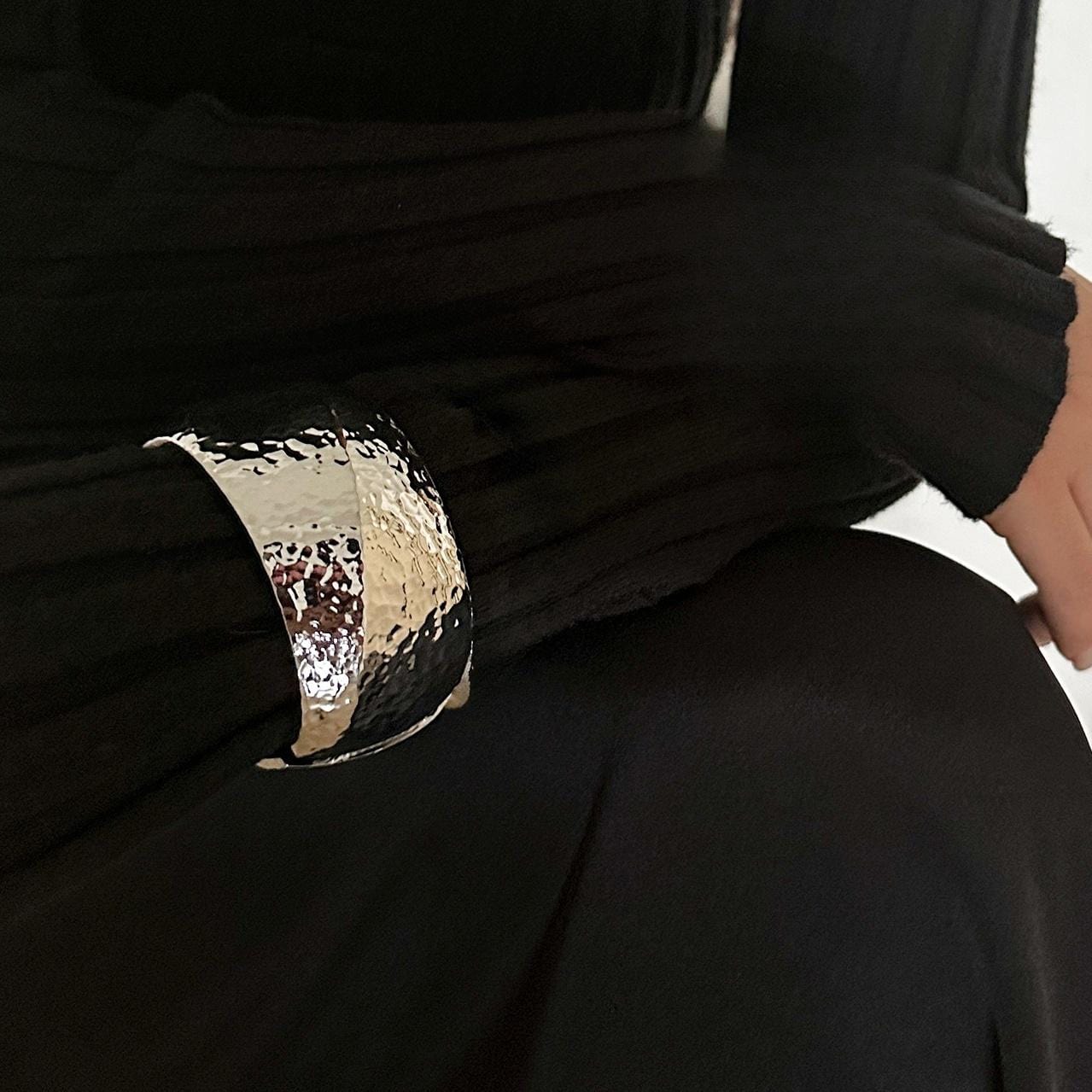 Classic Chunky Textured Wide Cuff Bangle Bracelet - ArtGalleryZen