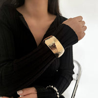 Thumbnail for Classic Chunky Textured Wide Cuff Bangle Bracelet - ArtGalleryZen