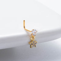 Thumbnail for Classic CZ Inlaid Waterdrop Square Dangle Stainless Steel Nose Piercing Nose Stud - ArtGalleryZen