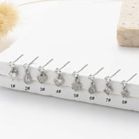 Thumbnail for Classic CZ Inlaid Waterdrop Square Dangle Stainless Steel Nose Piercing Nose Stud - ArtGalleryZen