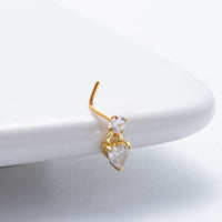 Thumbnail for Classic CZ Inlaid Waterdrop Square Dangle Stainless Steel Nose Piercing Nose Stud - ArtGalleryZen